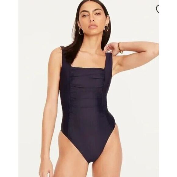 J. Crew Ruched squareneck one-piece Navy Size 22 - Picture 1 of 6